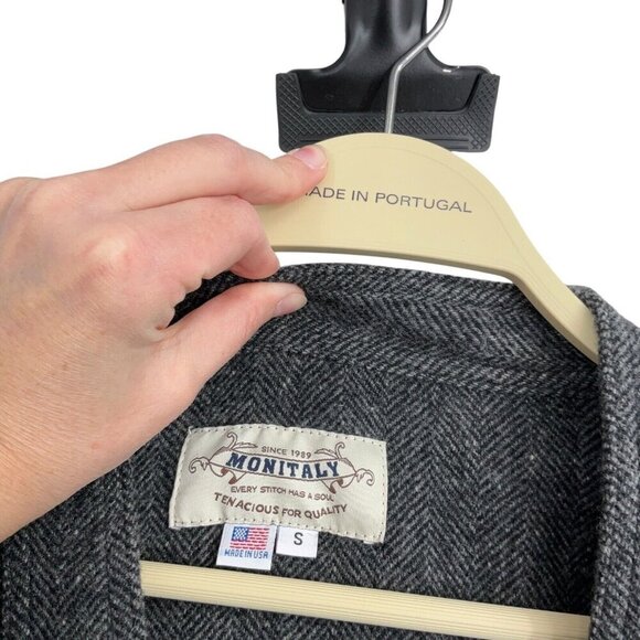 Monitaly AW 16 Size S Men's Jacket Grey Wool Blend Side Closure Wrap Style - Picture 10 of 13